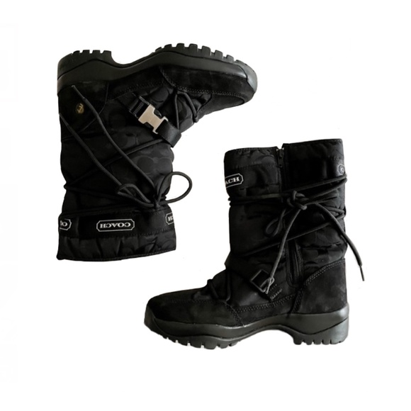 Coach Black ‘Sela’ Signature C Suede Snow Boots, Sz 7 - Picture 7 of 14